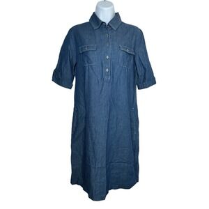 J McLaughlin J.McLaughlin Midi Chambray Dress Blue X Small XS 3/4 Sleeve G
